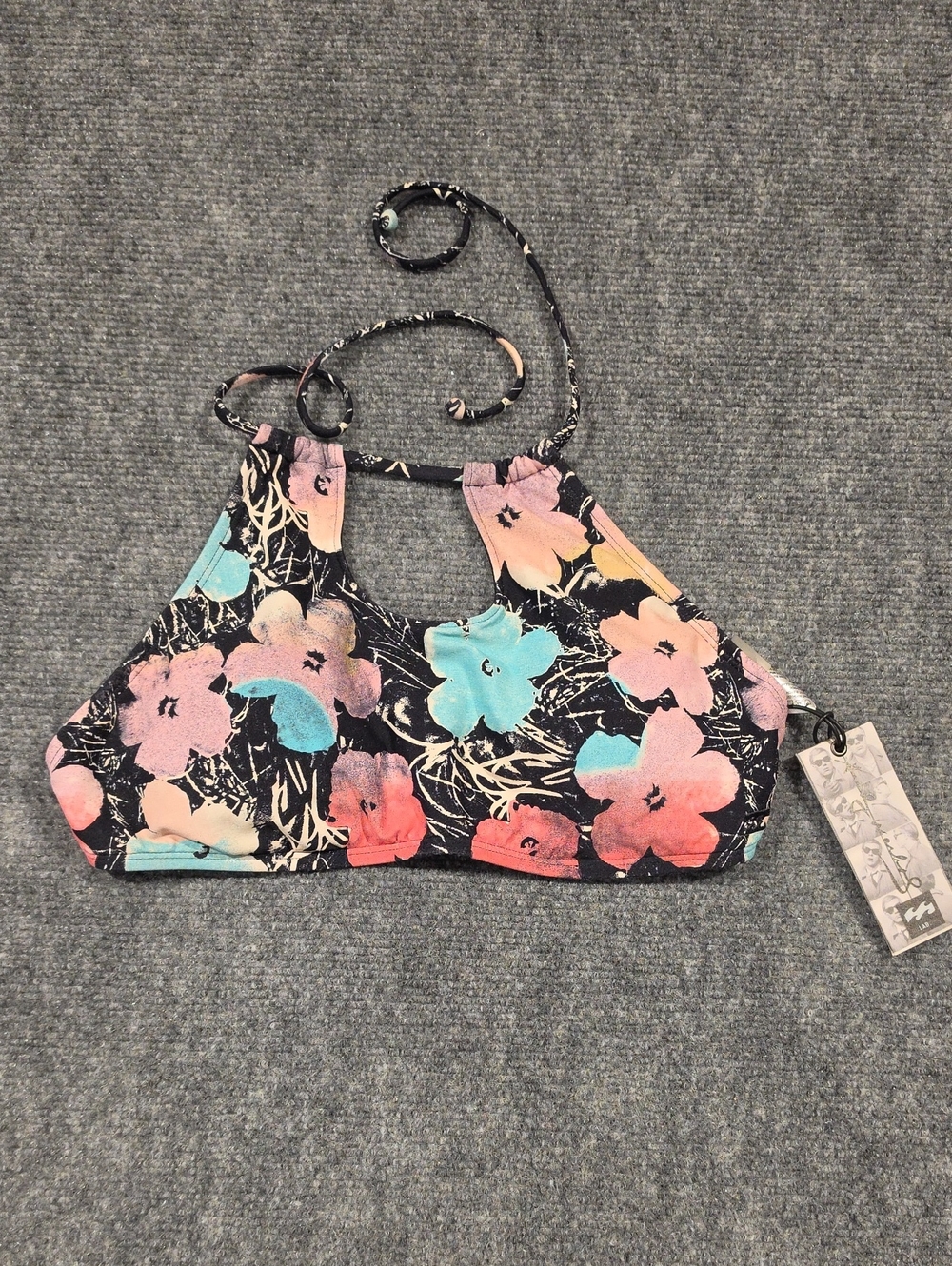 Billabong Andy Warhole Surf Hi Neck Bikini Top Size Medium NEW!!
